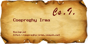 Csepreghy Irma névjegykártya